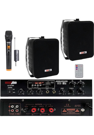 Lastvoice Black Large Plus Paket-1 Hoparlör ve Anfi Anons Ses Sistemi Seti