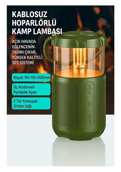 Kamp Lambası Ve Bluetooth Speaker Işıklı Kablosuz El Tutamaçlı Kampta Tatilde Tatilde Ofis Ve Ev