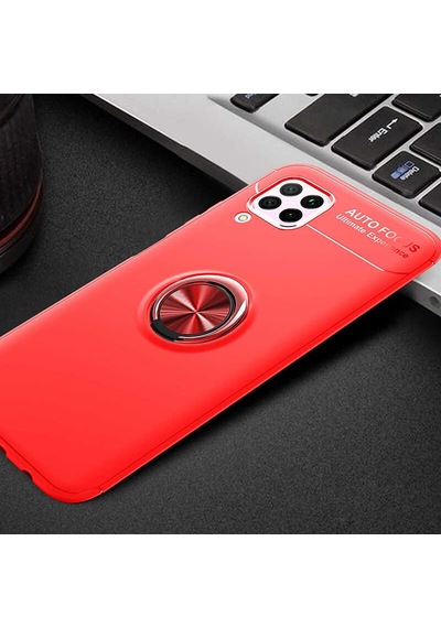Huawei P40 Lite Kılıf Zore Ravel Silikon Kapak Siyah-Kırmızı