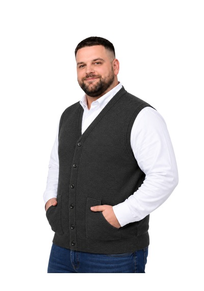 Battalmoda Erkek Büyük Beden Antrasit Cepli Triko Yelek 3xl-4xl-5xl-6xl