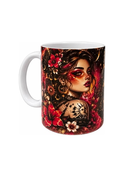 Bera Print Lab Ay Işığı Büyüsü Gotik Çiçek Ve Ay Temalı Özel Tasarım Seramik Kupa Beyaz - 934847673 Beyaz