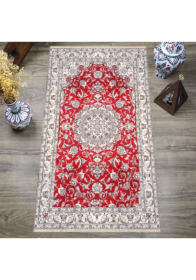 Dijital Baskılı, Yıkanabilir, Yumuşak Dokulu Çocuk Ve Yetişkin Seccade S-dot-124 Kırmızı