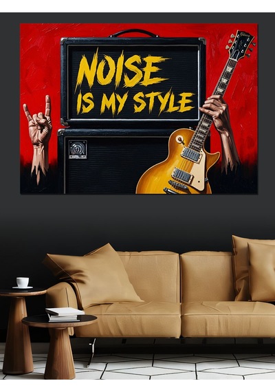 Gürültü Benim Tarzım Gitar Dekoratif Kanvas - Mdf Ahşap Tablo