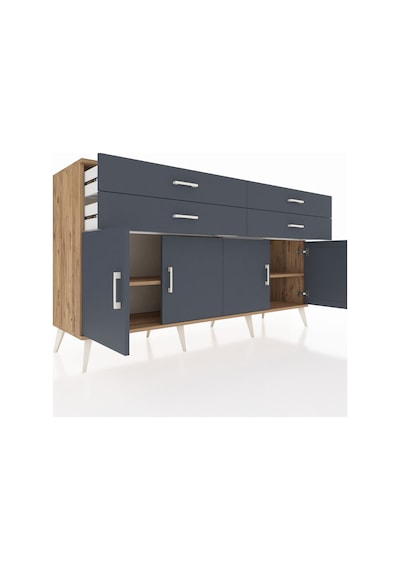Hyperion Konsol 2 Raflı 4 Çekmeceli 8 Kapaklı 176x44x99 Çam-antra Çam-antrasit