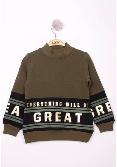 Toontoy Kız Çocuk Great Baskılı Sweatshirt Haki Toontoy Kız Çocuk Great Baskılı Sweatshirt Haki