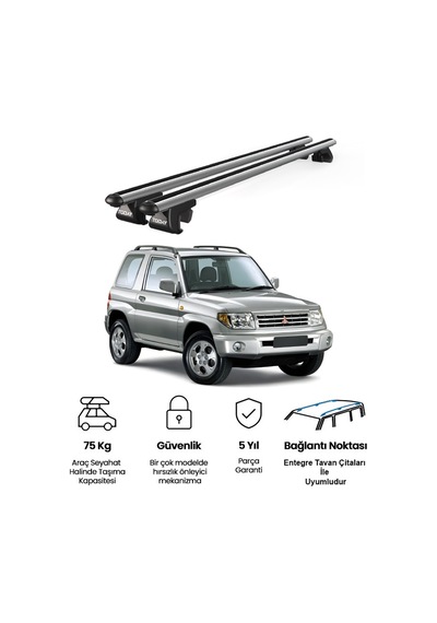 Venüs Mitsubishi Pajero 3d 1999-2006 Uyumlu Gri Ara Atkı Port Bagaj Tavan Barı