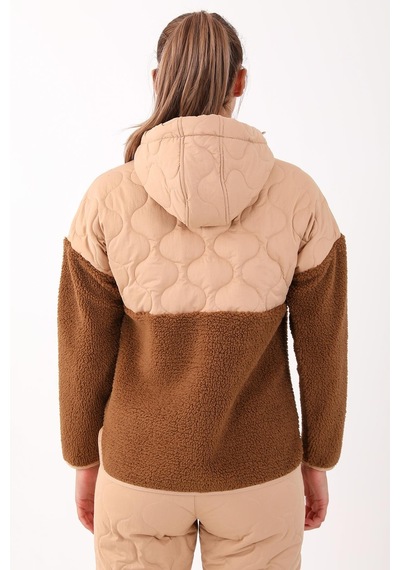 Maraton Sportswear Comfort Kadın Kapşonlu Uzun Kol Outdoor Taba Tracktop 21440-taba
