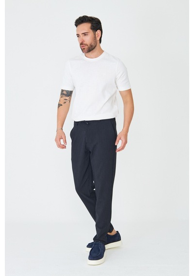 Lacivert İnce Çizgili Jogger Spor Erkek Pantolon Laci