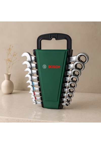 8 Parça 8-19 Mm Kombine Anahtar Takımı Plastik Standlı, Taşıma Aparatlı