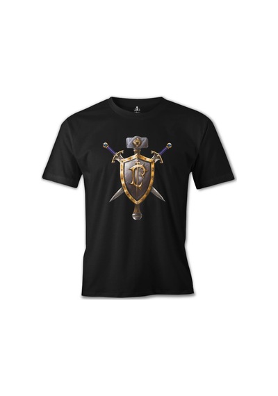 World Of Warcraft Human Baskılı Siyah Erkek Tshirt 001