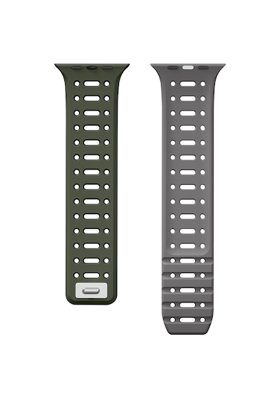 Mobilteam Watch 7 45mm Uyumlu Krd-124 Silikon Kordon Strap Kayış-turuncu-gri