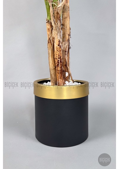 Biçiçek Yapay Areka Palmi̇yesi̇ 220 Cm Si̇yah Gold Metal Saksıda