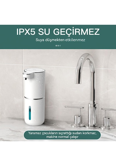 Vayomy Otomatik Köpük Sıvı Sabunluk Sensörlü Köpük Sabun Makinesi 380 Ml Usb Type-c Şarjlı Foamsmart Beyaz