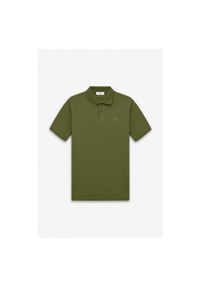 Süvari Haki Regular Düz Nakışlı Pike Düğmeli Polo Yaka Tişört Ts1014000473-yh1