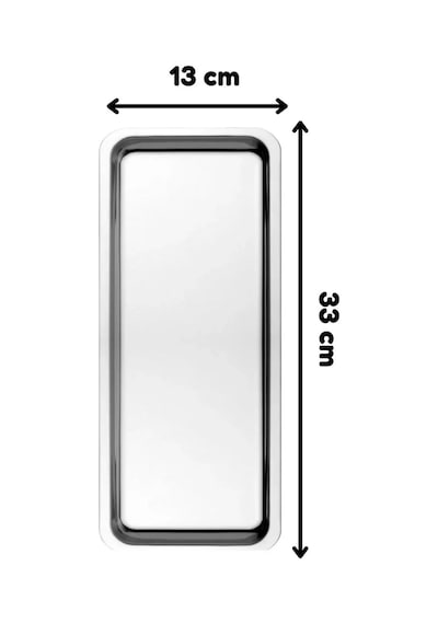 2 Adet Gümüş Dar Dikdörtgen Metal Sunum Tepsisi 33x13 Cm Paslanmaz Çelik Düz Çay Kahve Tatlı Servis Tepsisi Seti Gümüş