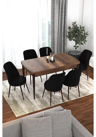 Canisa Concept Kor Serisi 70x114 Açılabilir Mutfak Masası Takımı Barok Desen Masa 6 Siyah Sandalye Masa Barok Ahşap 6 Siyah Sandalye Canisa Concept Kor Serisi 70x114 Açılabilir Mutfak Masası Takımı Barok Desen Masa 6 Siyah Sandalye Masa Barok Ahşap 6 Siyah Sandalye