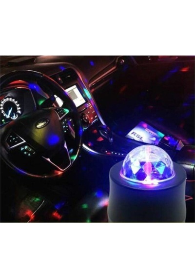 Müziğe ve Sese Duyarlı Usb Girişli Araç Içi Mini Disko Topu Parti