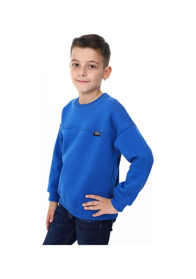 Toontoy Kids Toontoy Erkek Çocuk Relax Fit Bisiklet Yaka Düşük Omuz Baskılı Parçalı Sweatshirt - 2 İplik Saks Toontoy Kids Toontoy Erkek Çocuk Relax Fit Bisiklet Yaka Düşük Omuz Baskılı Parçalı Sweatshirt - 2 İplik Saks