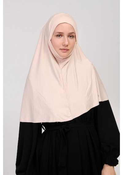 Manolyaşal İslamic Hijab Pratik Eşarp Peçeli-peçesiz Hazır Türban Sufle - Pudra Pudra