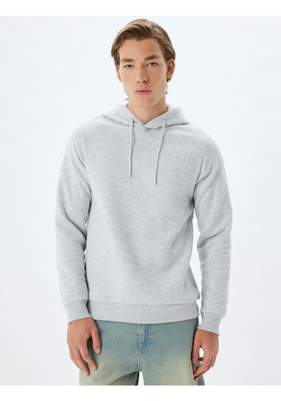 Koton Kapşonlu Sweatshirt Basic Pamuk Karışımlı Gri 5wam70001mk Gri