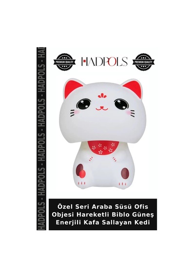 Özel Seri Araba Süsü Ofis Objesi Hareketli Biblo Güneş Enerjili Kafa Sallayan Kedi