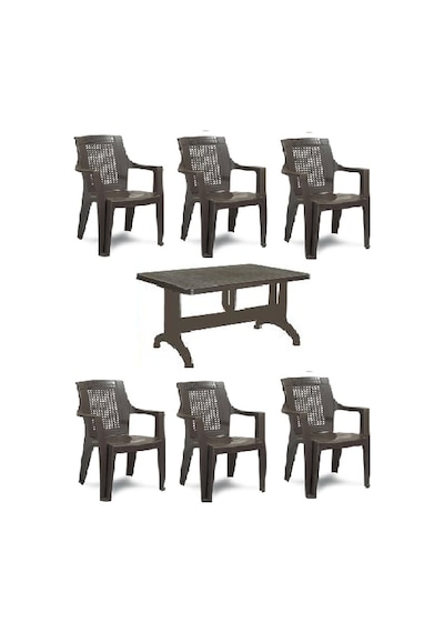 Buyukarısoy Elegance Rattan Efektli Plastik Sandalye + 70X120 Plastik Masa Tk