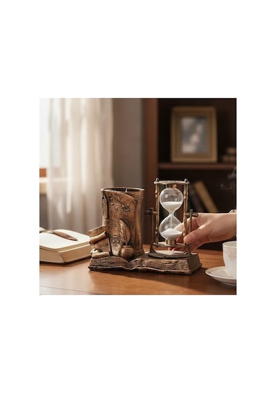 Kişiye Özel Vintage Kalemlik, Kum Saati Ve Dünya Küresi Dekoratif Masa Seti Diğer
