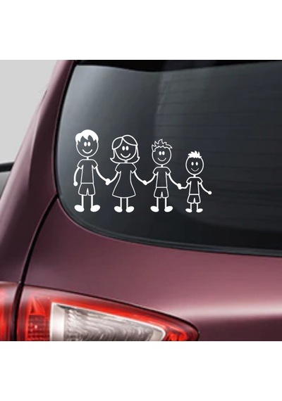 Aile Sticker Anne Baba Ve 2 Erkek Kardeş Araba Yapıştırma