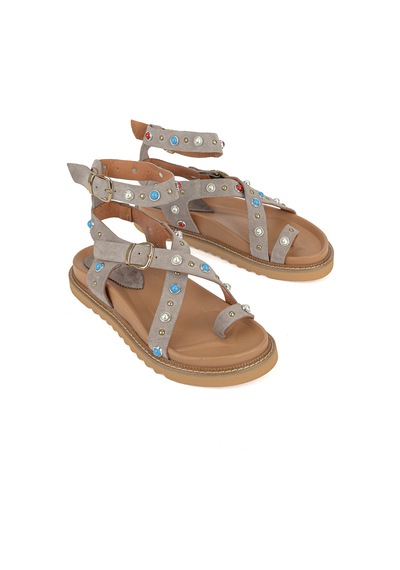 Ziya, Kadın Hakiki Deri Sandalet 1611050z8518 Vizon 1611050z8518 310