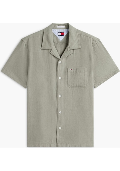Tommy Hilfiger Tjm Erkek Regular Keten Karışımlı Camp Ss Ext Yeşil Gömlek-15652