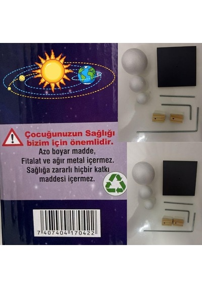 Tr Güneş Dünya Ay Modeli 3'lü Hareketli Sistem Güneş Ve Ay Tutulması Deney Seti, Strafor Toplu Eğitici Fen B