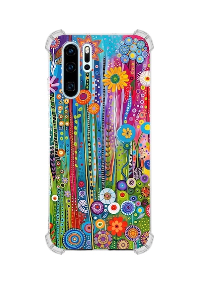 Printify Huawei P30 Pro İle Uyumlu Düşlerin Dansı Serisi Folklorik Bahçe Tasarımlı Uv Baskılı Köşe Korumalı Antişok Kılıf Şeffaf