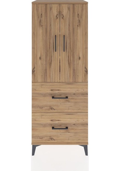 Hyperion Dolap 3 Raflı 2 Çekmeceli 2 Kapaklı 60x44x163 Çam-çam Çam