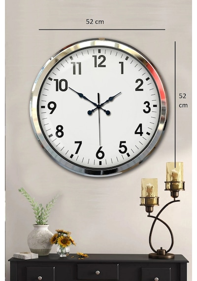 Zentime Krom Şıklık 52 Cm Metal Modern Duvar Saati Çok Renkli