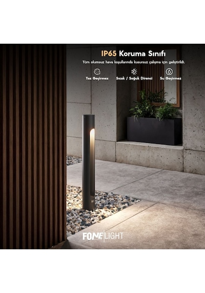 FoneLight Velora 80 cm LED Bahçe Aydınlatma Direği Antrasit Alüminyum IP65 Peyzaj Yürüyüş Yolu Aydınlatması 3000K
