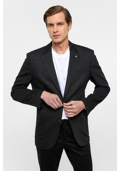 Süvari Siyah Regular Fit Mono Yaka 6 Drop Ceket-33764 Siyah