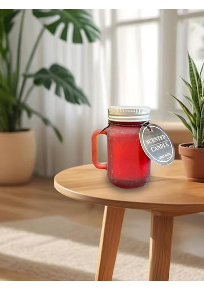 Kokulu Dekoratif Mum Kavanoz Bardak Şeklinde Mum Kirmızı