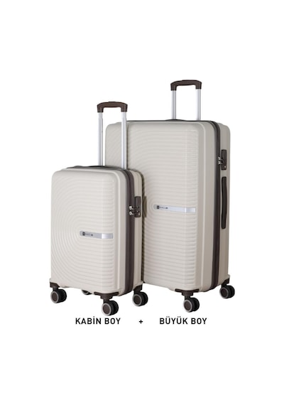 Mçs Bavul Büyük Ve Kabin 2li Set Kırılmaz Silikon Valiz V374 Kemik/acıkahve Kemik - Kahverengi