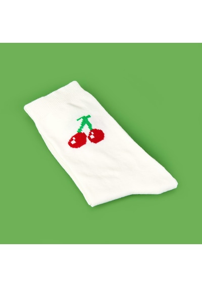 Soft Cherry Çorap - Ekru Çok Renkli