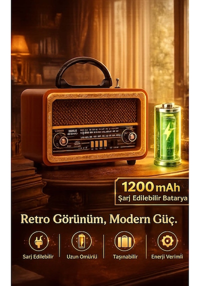 Ahşap Görünümlü Nostaljik Radyo - Bluetooth, Usb, Mp3 Çalar Müzik Kutusu