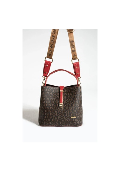Just Polo Kadın Günlük Kullanıma Uygun Şık El Ve Omuz Çantası Shoulder Bag Kahverengi - Kırmızı