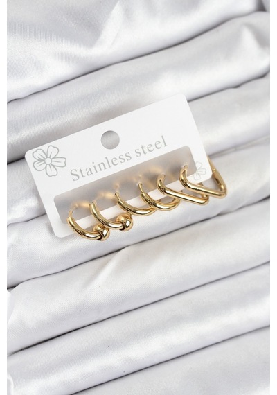 316l Çelik Gold Renk Kadın Küpe Seti Altın 54594851