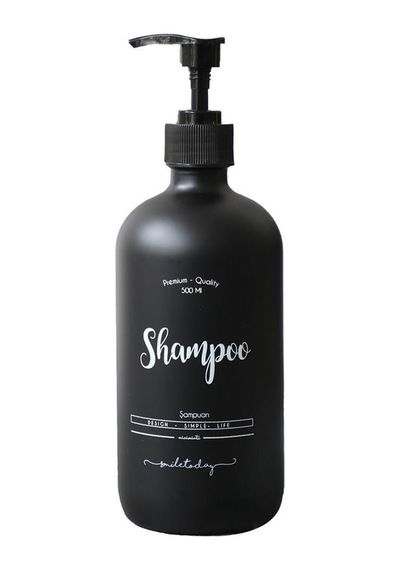 Siyah Cam Şampuan Şişesi - 500 Ml Shampoo Siyah Siyah
