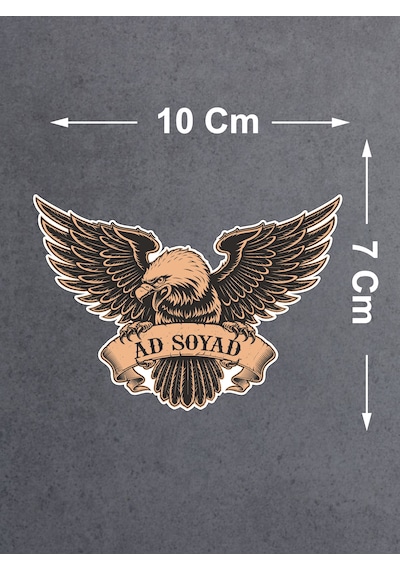Kişiye Özel Ad Soyad Kartal Sticker - Kartal Eagle Beşiktaş Sticker - Araba Oto Motosiklet Karavan Sticker - 00070 10x7 Cm