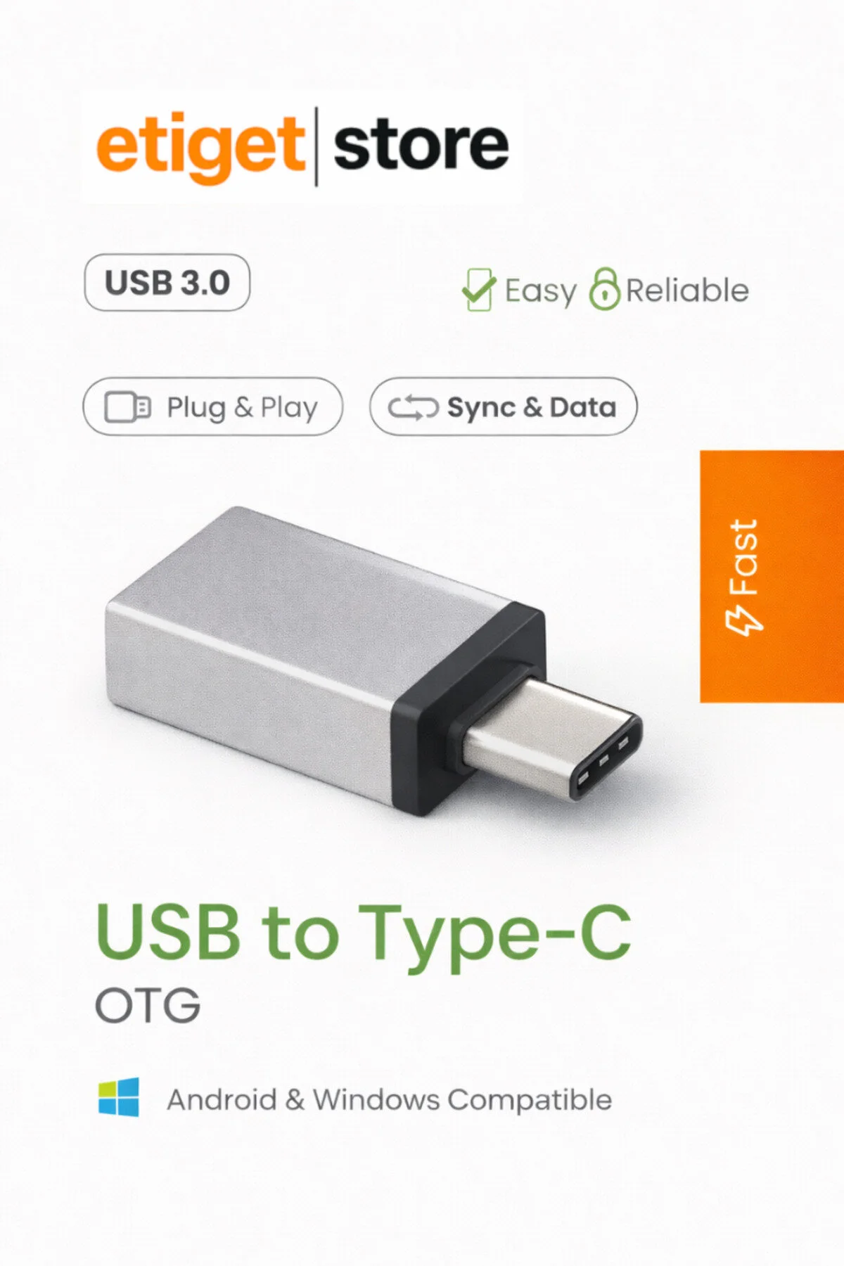 Type-c Flash Bellek Takma Aparatı Usb-c To Usb Dönüştürücü Otg Gri