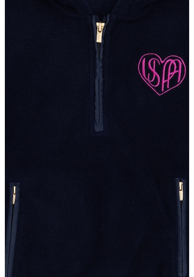 U.S. Polo Assn. Kız Çocuk Lacivert Yarım Fermuarlı Polar Sweatshirt 50296287-VR033