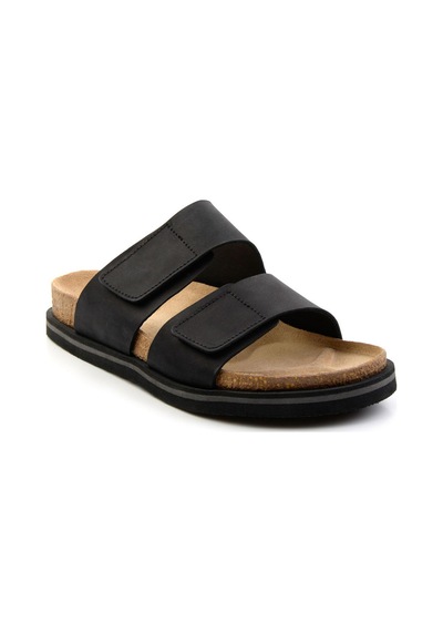 Bambi Siyah Leather Erkek Terlik E04801200101 Siyah
