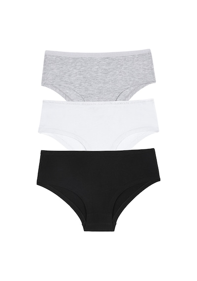 Suwen 3'lü Pamuklu Hipster Külot St0045603863 Siyah - Gri - Beyaz