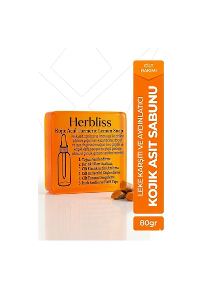 Herbliss Kojik Asit Sabunu Zerdeçal Ve Kojik Asit Leke Ve Kırışıklık Karşıtı Kojic Asit Sabunu Bahar Esintisi