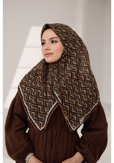 Mimiyum D S Model Soft Eşarp Karamel Kahve Çok Renkli